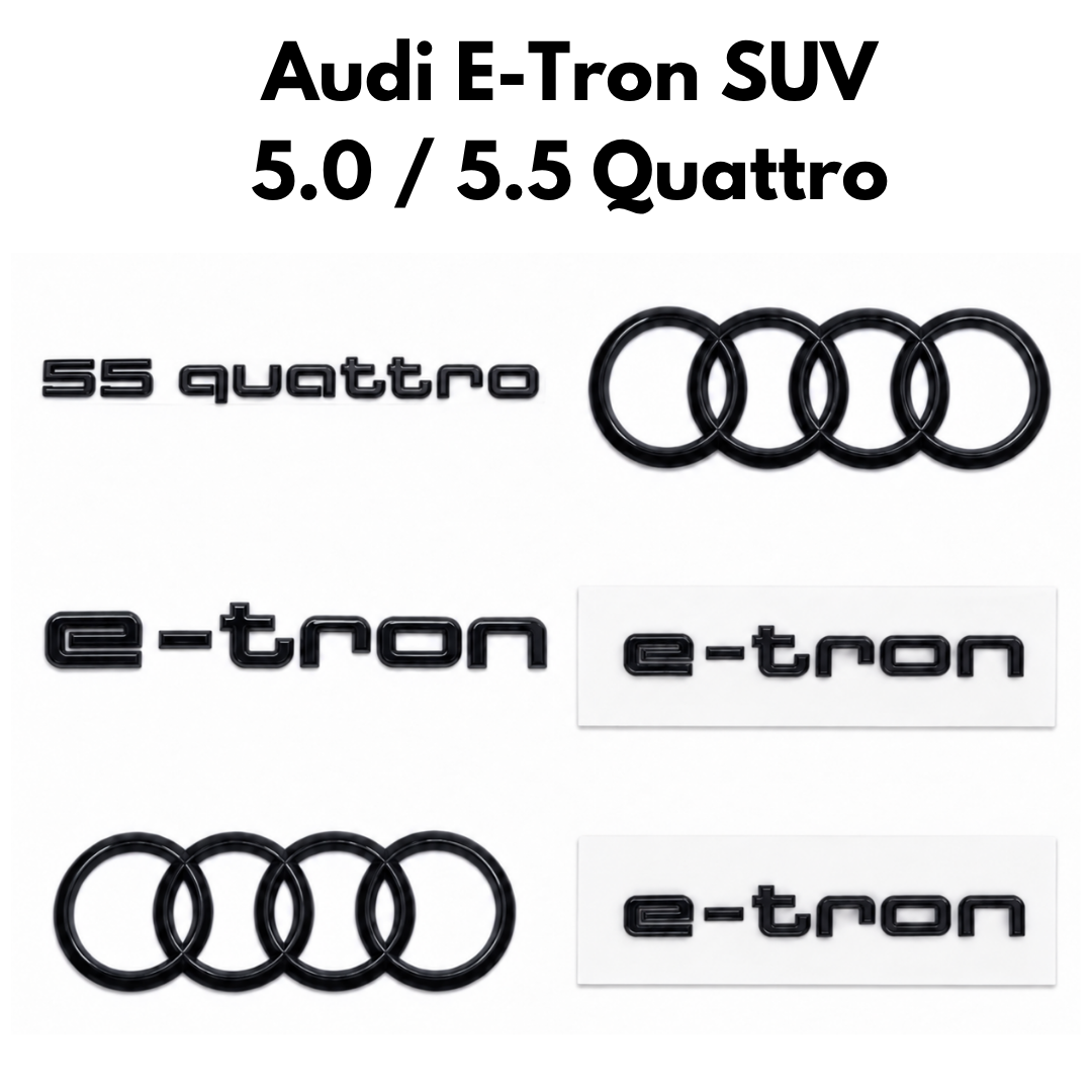 Audi E-Tron SUV Gloss Black Badge Set | Front & Rear | 2020–2023