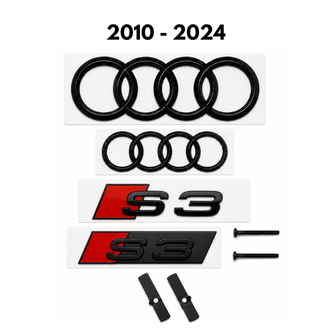 Audi S3 Gloss Black Badge Set | Front & Rear | 2010-2024
