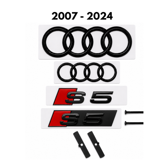 Audi S5 Gloss Black Badge Set | Front & Rear | 2007-2024