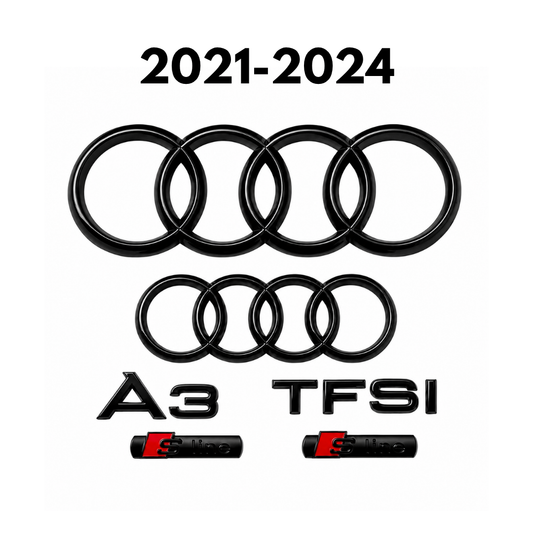 Audi A3 Gloss Black Badge Set | Front & Rear | 2021–2024 (8Y)