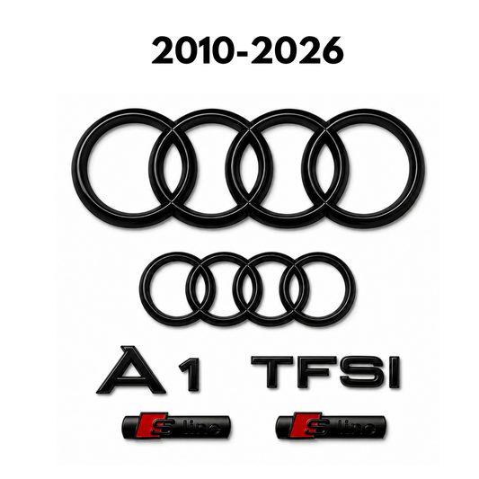 Audi A1 Gloss Black Badge Set | Front & Rear | 2010–2026