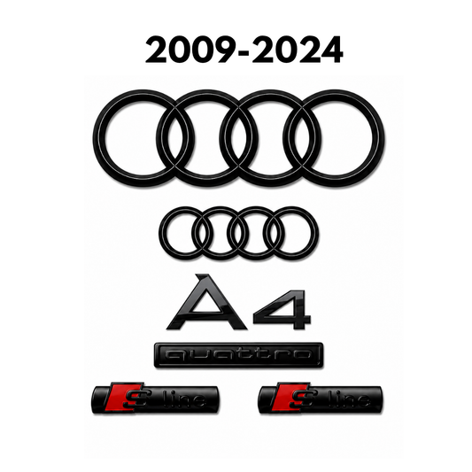 Audi A4 Gloss Black Badge Set | Front & Rear | 2009–2024