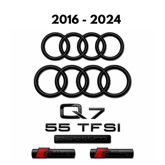Audi Q7 Gloss Black Badge Set | Front & Rear | 2016 - 2024