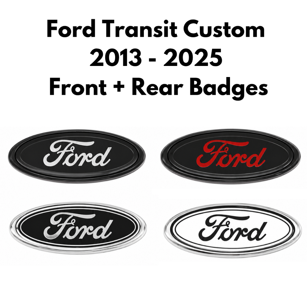 Ford Transit Custom 2013 - 2025 Front + Rear Black Badge Set