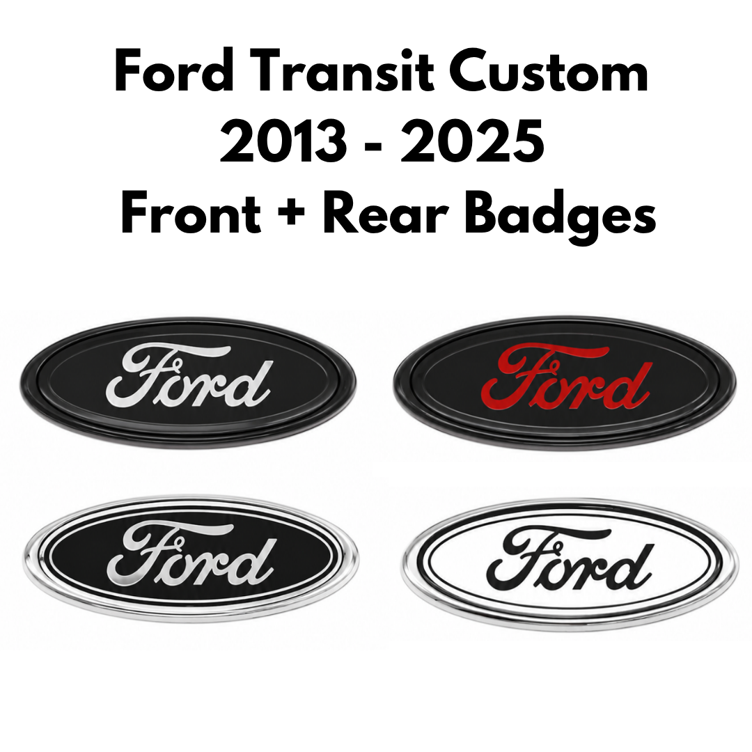 Ford Transit Custom 2013 - 2025 Front + Rear Black Badge Set