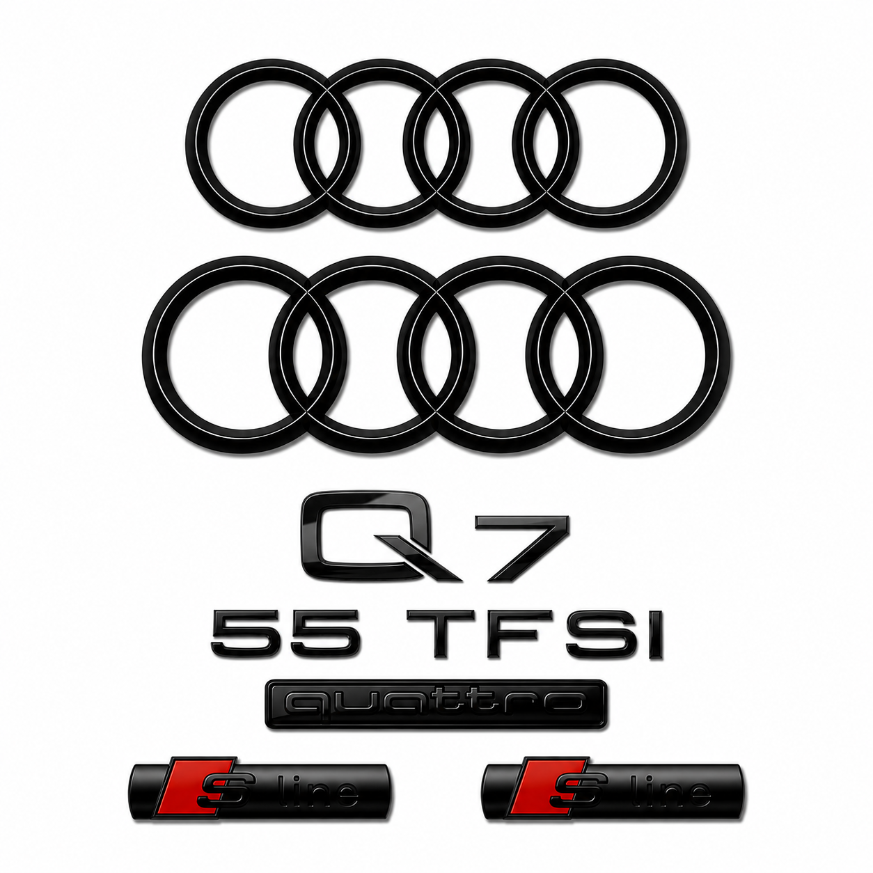 Audi Q7 Gloss Black Badge Set | Front & Rear | 2016+