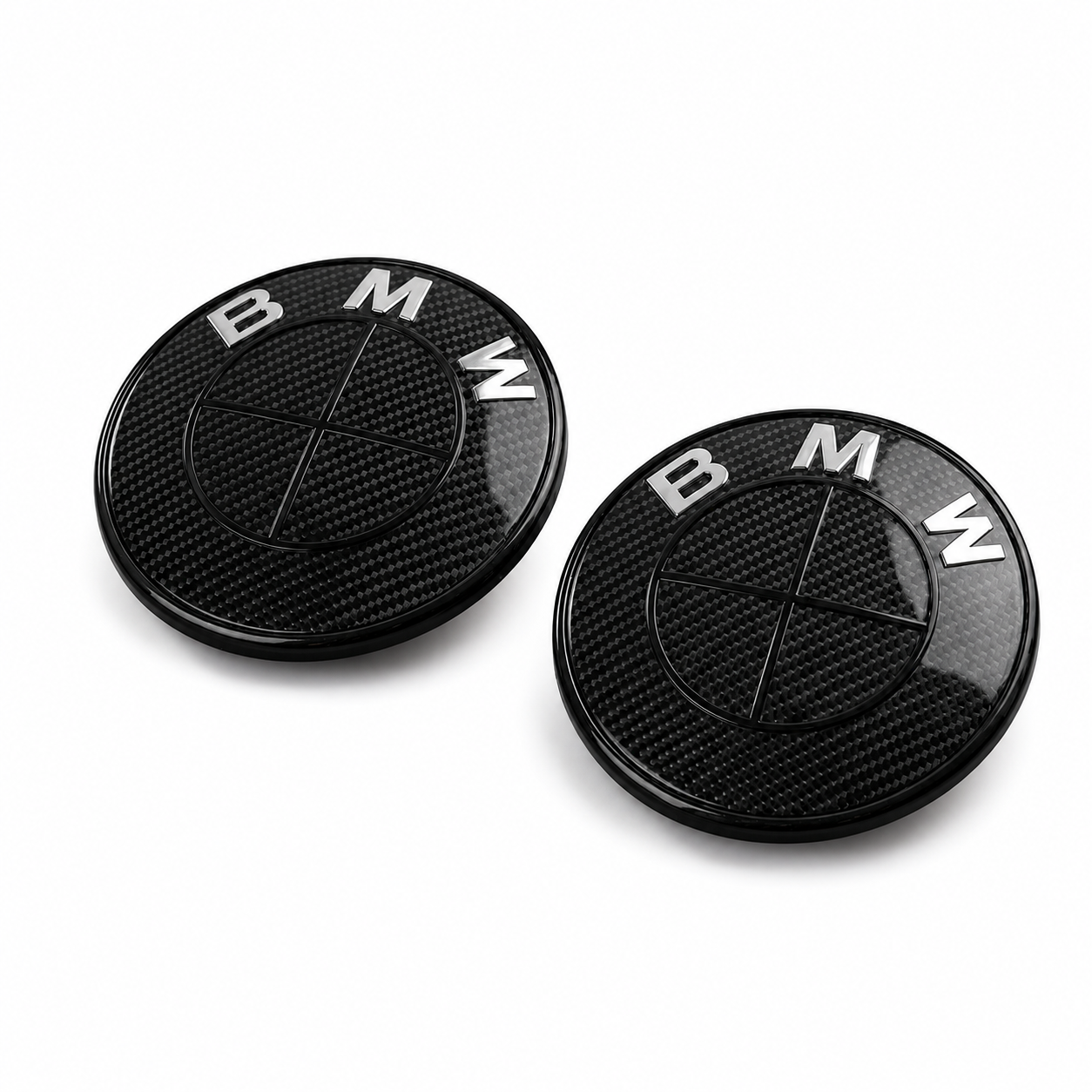 BMW Carbon Fibre Design Bonnet & Boot Badge Set | 74mm + 82mm