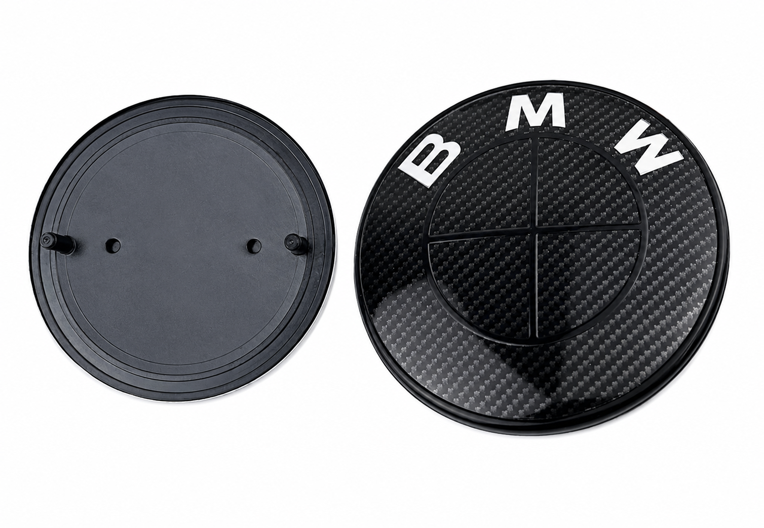 BMW Carbon Fibre Design Bonnet & Boot Badge Set | 74mm + 82mm