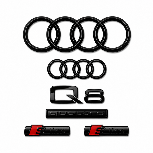 Audi Q8 Gloss Black Badge Set | Front & Rear