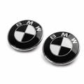 BMW Black & White Bonnet & Boot Badge Set | 74mm + 82mm
