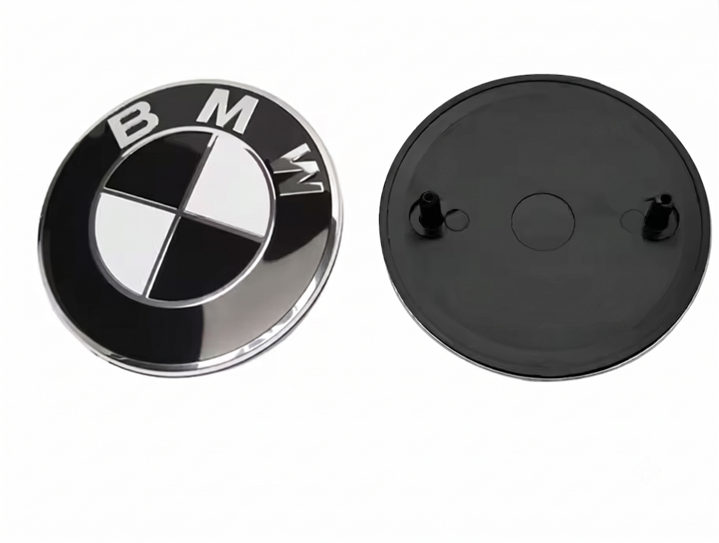 BMW Black & White Bonnet & Boot Badge Set | 74mm + 82mm