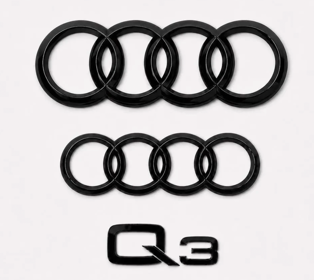 Audi Q3 Gloss Black Badge Set | Front & Rear | 2019–2024